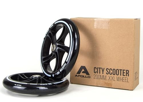 Apollo City Scooter 200mm Ersatzräderset - Pro Wheels mit ABEC 7 Kugellager, Roller Rad Ersatz-Räder passend City-Scooter, auch als LED-Rollen erhältlich