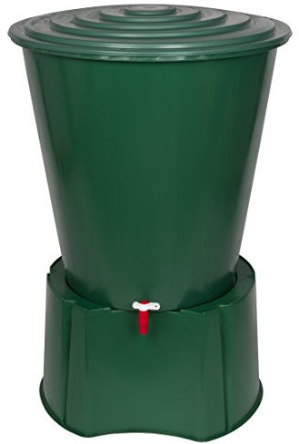XL Regentonne 210 Liter aus Kunststoff in Grün. Mit sehr robustem Monoblock Stand, Wasserhahn und Deckel mit Sicherheitsverschluss! Top Qualität