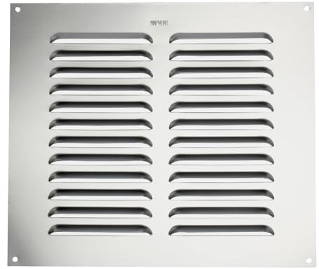 Map Metal Louvre Air Vent Cover, for Openings 9 x 9 Silver Cover | 229 x 229mm Suitable for Venting Gas Appliances Internal External Wall
