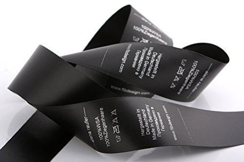 Namensbaender laundry labels, care labels, individually printed, 30 mm x 70 mm, Fabric, Black , 75 (EU)