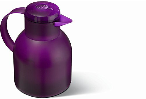 Emsa Samba Isolierkanne 505490 | 1 Liter | Quick Press Verschluss | 100% dicht | 12h heiß, 24h kalt | Aubergine Transluzent