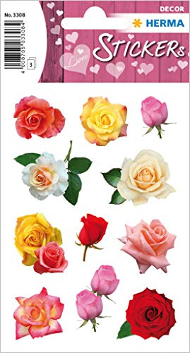 HERMA 3308 Love Love Stickers Rose Petals Self-Adhesive Stickers with Love Motifs for Valentine's Day, Wedding, Crafts, Scrapbooking or as a Gift, 33 Decorative Stickers