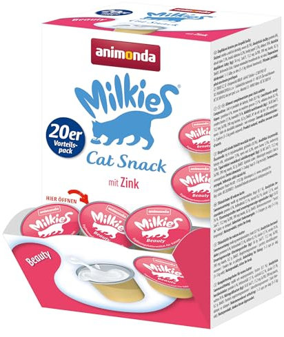 animonda Milkies Katzensnack mit Milch - Beauty (4 x 20 Cups á 15 g), portinierte Milch Katzensnacks für Erwachsene Katzen