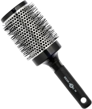 Head Jog Heat Retainer Hair Brush. Black & Silver Styling Round Hairbrush.