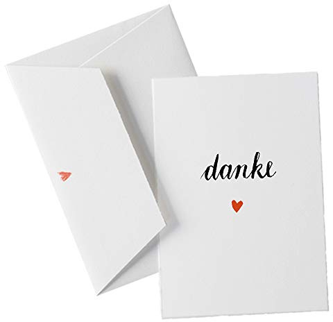 Eine der Guten Danksagungskarte - danke - mit Herz, Dankeskarte für deine Hochzeit, Geburtstag, Jubiläum auf Büttenpapier mit Umschlag, 10x15 cm.
