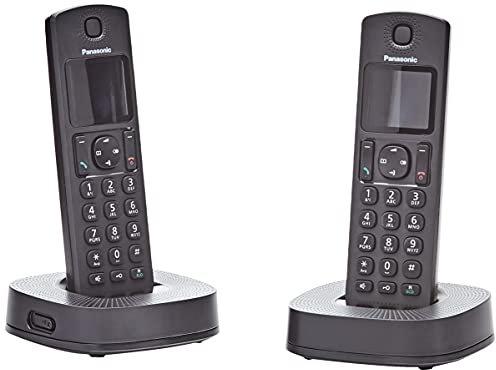 Panasonic TGC312SPB- Teléfono Fijo Inalámbrico Dúo, LCD, Identificador de Llamadas, 16H Uso Continuo, Localizador, Agenda De 50 números, Bloqueo Llamada, Modo ECO, Reducción Ruido, color Negro