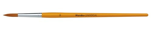 Marabu Universal Pinsel, Größe 14, Synthetikhaarpinsel aus FSC-zertifiziertem Holz, Rundpinsel für Aquarell-, Seiden- und Glasmalerei, 01840000014