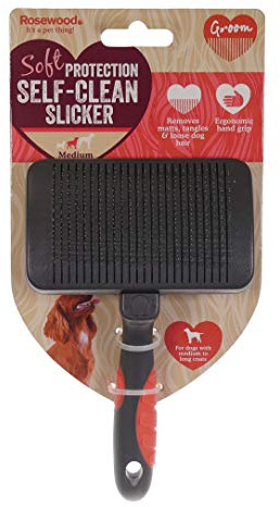 Rosewood Soft Protection Self Clean Slicker for Dogs, Medium