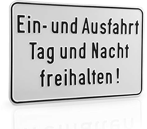 Betriebsausstattung24 Hinweisschild „Ein- und Ausfahrt Tag und Nacht freihalten!“ - Aluminium - 30,0x 20,0 cm - Schilder zur Grundbesitzkennzeichnung