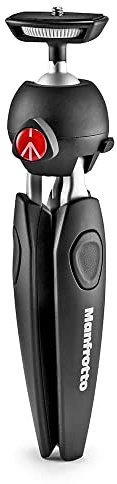 Manfrotto MTPIXIEVO-BK Treppiedi da Tavolo a 2 Sezioni, per Fotocamere Compatte, Mirrorless, ALluminio, Nero