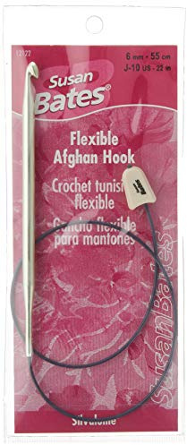 Silvalume Aluminum Flexible Afghan Crochet Hook 22, Size J10/6mm