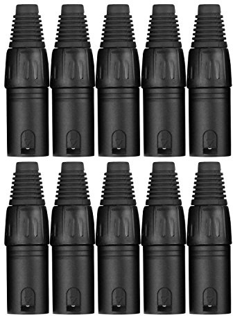 Pronomic XMPLUG Black XLR Stecker male - 10er Pack, Ausführung: 3-polig | Stecker schwarz, Verriegelbar, Spezielles Gehäuse-Design für optimale Griffigkeit, Stabiles Druckguss-Gehäuse, 10 Stück