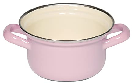 Riess, 0276-006, Kasserolle mit Chromrand Ø 12cm, BUNT PASTELL, Emaille, Vol. (rec.): 0,5 Liter, Made in Österreich, LBH: 18,4x13,8x7,4cm, 0,430kg, Induktionskocher kompatibel, Gasherd geeignet