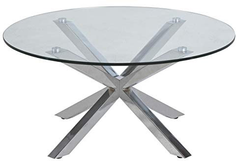 AC Design Furniture Heather runder Couchtisch aus Glas, Beistelltisch, Glastisch mit Metallgestell, Ø: 82 x H: 40 cm, 1 Stk