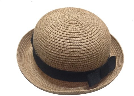 JTC Bambini Cappello Ragazza Ragazzo Melone Cappello kalotte Nero Nastro per Decorazioni Cappello di Paglia 7 Colori