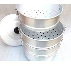 TABAKH 13 Aluminum Momos Steamer, 7.75L Capacity, Steam Pot Cookware with Lid, 4-Tier Multipurpose Cooking Vegetables, Silver