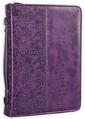 Christian Art Gifts Damenmode Bibelhülle Glaube Hebräer 11:1 Lila Paisley Kunstleder Groß