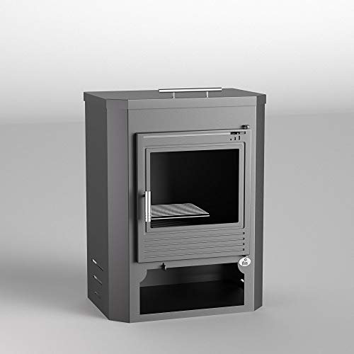 FM - Stufa a Legna in Acciaio M-102, 9 kW con Porta in ghisa