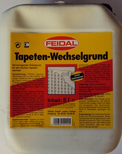 Feidal Tapeten-Wechselgrund / 5 L/hervorragender Untergrund für den leichten Tapetenwechsel/Tapetenwechselgrund ist sehr gut geeignet auf Putze, Gipskarton, Spanplatten, Tischlerplatten