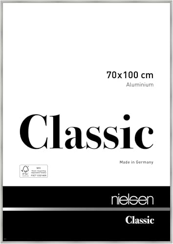 nielsen Aluminium Bilderrahmen Classic, 70 x 100 cm, Silber | Aluminium Posterrahmen im Hoch- & Querformat zum Aufhängen Silber matt Echtglas