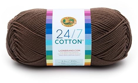 Lion Brand Yarn Company Baumwollgarn, 100% Baumwolle, Kaffee mit Milch, 15,24 x 6,35 x 6,35 cm, Café Au Lait