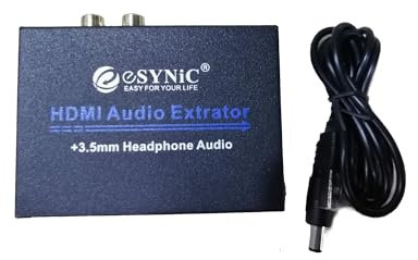 ESYNiC Estrattore Audio HDMI 4K/30Hz, Convertitore HDMI a SPDIF, RCA L/R e 3.5mm, Interruttore On/Off, con Type-C Cavo di Alimentazione, Supporta 1080P, Audio Stereo per DVD Sky TV Soundbar Cuffie