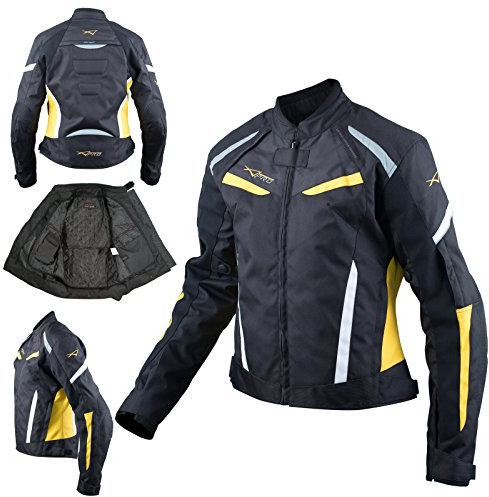 Textil motorcykel damjacka vattentät reflekterande ränder resa fluo XL