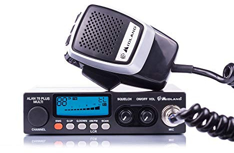 Midland Alan 78 Plus Multi B CB Transceptor Multibanda para Vehículos, Transceptor con Micrófono de 6 Pines, Pantalla Multifunción, SCAN, Squelch, Función LCR y Canal de Emergencia
