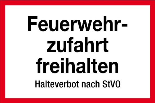 Feuerwehrschild - Feuerwehrzufahrt freihalten Halteverbot nach StVO - Aluminium - 20 x 30 cm