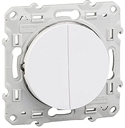 Schneider Electric - Odace, double poussoir Blanc, à vis, connexion rapide - S520216