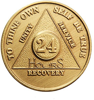 Wuiil 24 Hour Bronze AA (Alcoholics Anonymous) - Sober/Sobriety/Birthday/Anniversary/Recovery/Medallion/Coin/Chip
