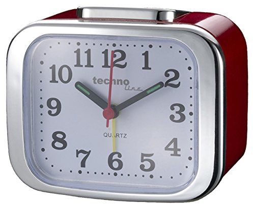 Technoline quartz väckarklocka modell XL, röd, analog, lysande visare, röd metallic, XX-Large