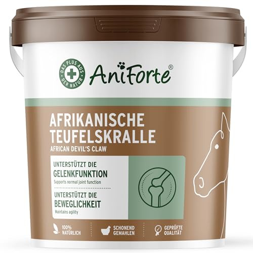 AniForte Afrikanische Teufelskralle für Pferde 1 kg – Natürliches Gelenkpulver für Pferde, Teufelskrallepulver für Gelenke, Sehnen & Bänder, für Agilität