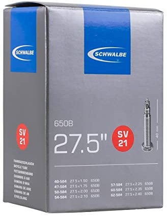 Schwalbe Fahrradschlauch Nr. 21 – MTB Schlauch 27.5 Zoll (ETRTO 40/62-584) – für AV oder SV Ventil – langlebig & luftdicht – Butylschlauch für Mountainbikes