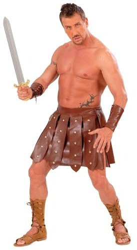 Widmann - Kostym gladiator, konstläderkjol och armband, rommare, kämpar, krigare, temafest, karneval