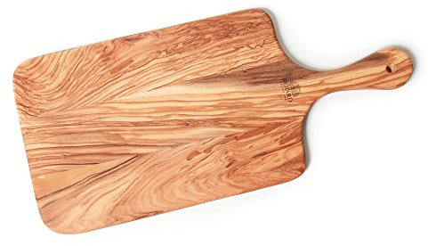 Bérard Olivenholz Schneidbrett rechteckig mit Griff | robust & langlebig | Schneidebrett Holz mit einzigartiger Maserung | Servierbrett Holz resistent gegen Gerüche und Flecken | 45 x 20 x 1,6 cm