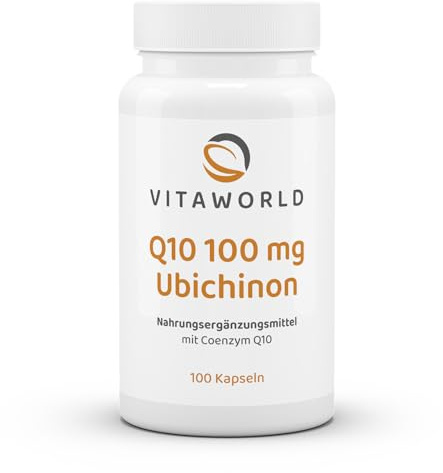 Vita World Coenzyme Q10 100mg Ubiquinone 100 Vegetarian Capsules Made in Germany Vegan