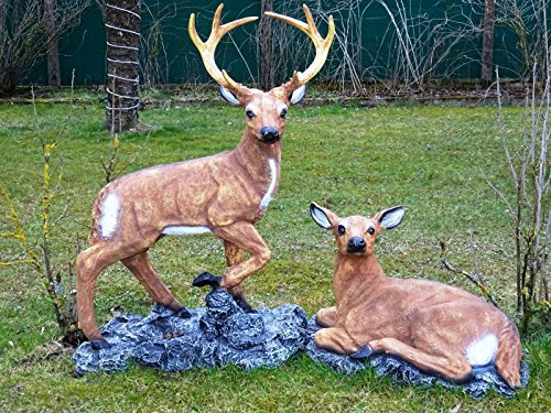 XXL Hirsch + REH Paar~Rehbock Deluxe Gartendeko~Garten Dekoration~WILD DEKO~Wow