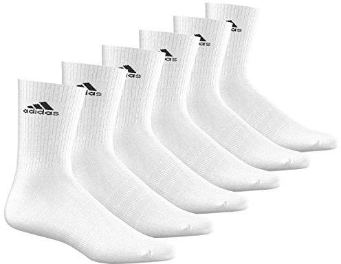 adidas Unisex Socken 3-Streifen Crew, 6er-Pack, white, Gr. 43-46, AA2294