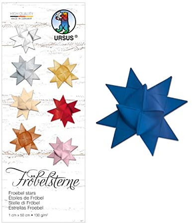 Ursus 3200039 - Papierstreifen für Fröbelsterne, königsblau, aus Tonzeichenpapier 130 g/qm, ca. 1 x 50 cm, 100 Streifen für ca. 25 Sterne, Bastelklassiker zur Weihnachtszeit