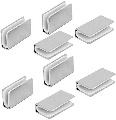 sourcing map Abrazaderas de Clip metálicas en forma de rectángulo para Soporte para vidrio de 5mm de espesor 8pcs