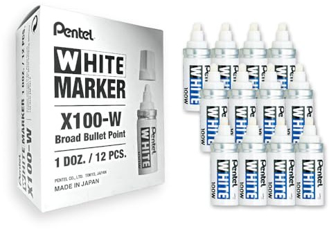 Pentel Permanentmarkör ventilstyrd rund spets B 6 mm 12 stycken vit