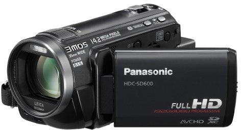 Panasonic SD600 Full HD 1920x1080p (50p) Camcorder with 3MOS Sensor and SD Card Recording - Black