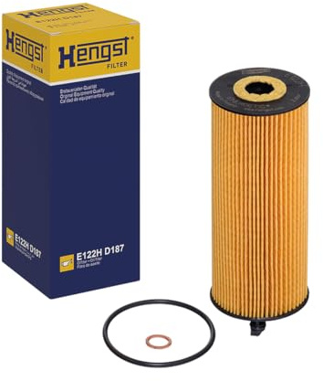 HENGST - Ölfilter E122H D187 - Öl-Filtereinsatz für KFZ | Hochwertiger Motorölfilter für KFZ mit Otto- oder Dieselmotor - Robuster Ölfilter mit hoher Schmutzaufnahmefähigkeit