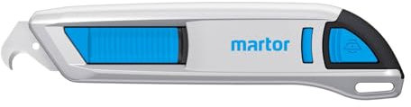MARTOR Coltello di sicurezza con lama retrattile e lama a gancio, SECUNORM 500, coltello Cutter professionale, alluminio, Per mancini e destrorsi