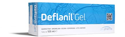 Geofarma Deflanil Gel - 125 ml | Crema Gambe Gonfie, Crema Gambe stanche con Mentolo, Quercetina, Bromelina, Escina, Vitis Vinifera