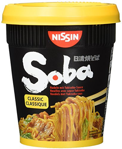 Nissin Cup Noodles Soba Cup – Classic, 4er Pack, Wok Style Instant-Nudeln japanischer Art mit Yakisoba-Sauce und Gemüse, schnell im Becher zubereitet, asiatisches Essen (4 x 90 g)