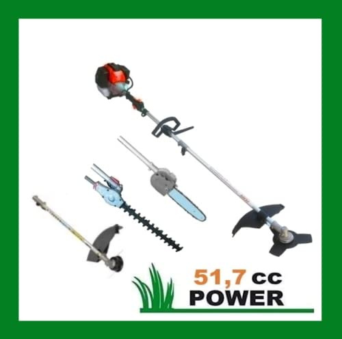 Decespugliatore - Motosega - Tagliarami / Taglia Rami - Tagliabordi / Taglia Bordi - Tagliasiepi / Taglia Siepi / Disco girevole a 3 Denti - Utensile a scoppio multifunzionale per giardinaggio - ALL IN ONE EasyPower 52cc (51,7cc) Colore Yellow
