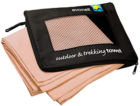 Mikrofaser Handtücher XL von EVONELL Strand und Freizeittücher 66 x 140 cm und L 66 x 120 cm in 4 Farben – ultra saugfähig klein, leicht – das praktische Sauna und Badetuch, Sporthandtuch, Outdoor-Handtuch