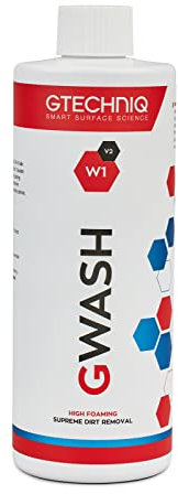 Gtechniq Car Shampoo. Auto W1 GWash Shampoo for Cars. Dirt and Stain Remover Car Cleaning Kit with Pink Grapefruit Fragrance. 100% Biodegradable Foam Cleaner, Wheel Cleaner and Screen Wash - 250ml